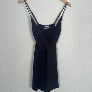 Urban Outfitters Black Ribbed Wrap Romper